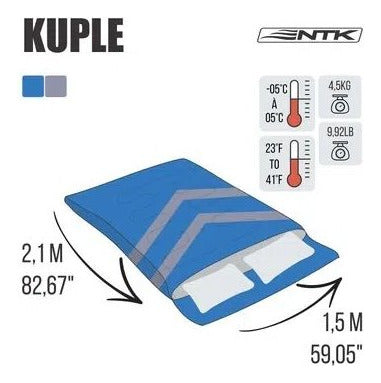 Saco De Dormir Nautika Kuple Casal -5°c À 5°c Azul